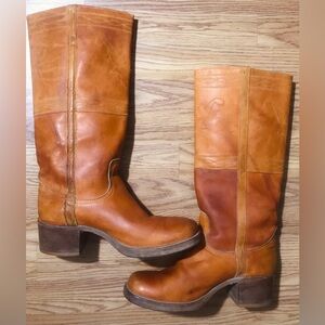 Vintage 70s USA Made Dexter Longhorn Leather Cowboy Boots Mens 10.5 Frye Design